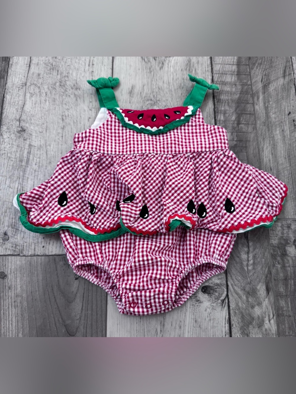 Red Checks Romper Watermelon Baby Girl 6 Months Blueberi Blvd Dress Gingham